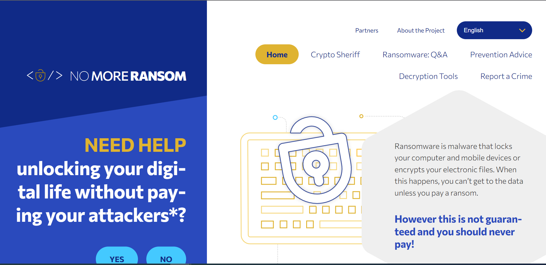 Free Ransomware Decryption Tool -No More Ransom - Security Investigation