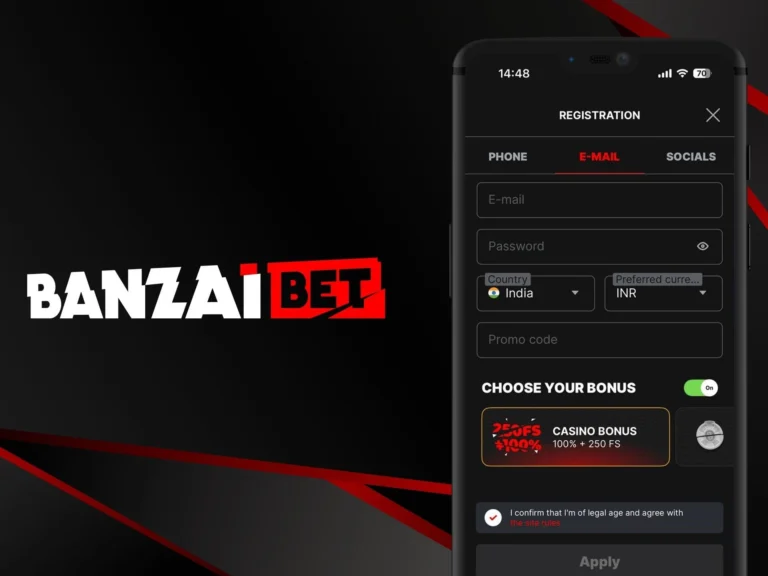 Instruction for Starting to Play at Banzai Bet Casino via Mobile App